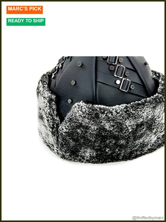 Turkish Ottoman Bork Hat Faux Leather Winter Trapper Cap